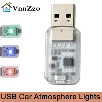 Mini 7-İn-1 araba USB atmosfer ışığı Dokunmatik müzik kontrol cihazı Mini LED dekoratif ışık araba ortam ışığı renkli gece Lambası araba 0