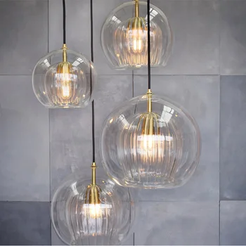 Modern LED kolye ışık altın cam küre abajur asılı ışıklar fikstür yemek odası yatak odası dekorasyon ışıklandırma