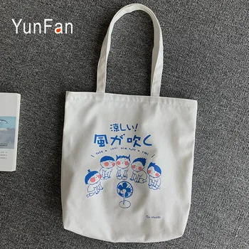 Yeni Kanvas Çanta kadın basit omuz çantası Japon Karikatür Sevimli Seyahat Alışveriş Ins Öğrenci Ulzzang Bayan Bez Çanta 0