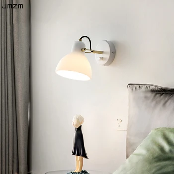 JMMZ Tasarımcı MİNİ duvar lambası İskandinav minimalist duvar lambası oturma odası yatak odası başucu koridor beyaz yeşim rotasyon