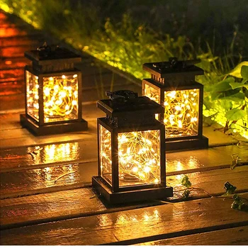 Güneş Fener 1600MAH Açık su geçirmez LED Güneş Mum bakır tel lambası Dekoratif Lambalar açık hava bahçe parkı dekorasyonu