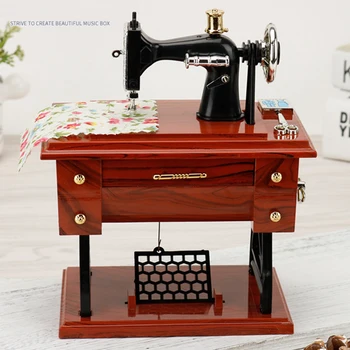 Mini dikiş makinesi Tarzı Mekanik Müzik Kutusu Vintage Müzik Kutusu doğum günü hediyesi masa süsü dikiş makinesi Tarzı Mekanik