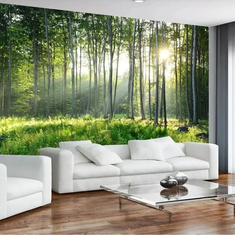 Bacaz Özel Duvar Güneş Manzara Doğal Orman Ağacı Duvar Kağıdı Yatak Odası Oturma Odası Duvar Ev duvar süsü 3D Papel De Parede 1