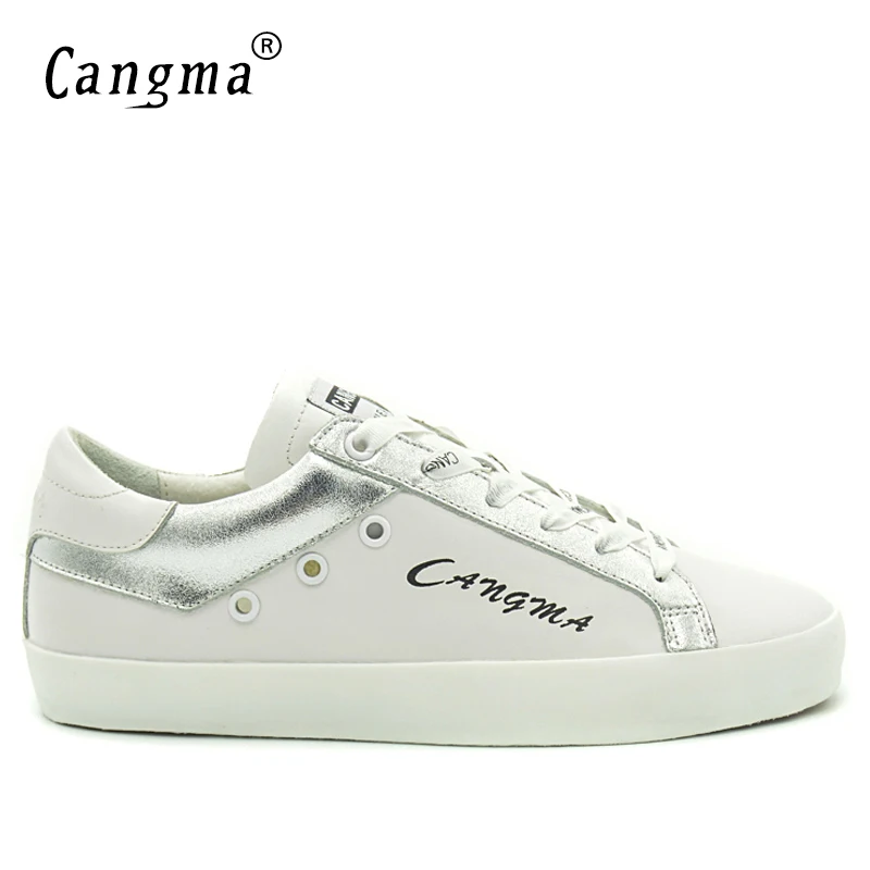 CANGMA Lüks Marka Tasarımcısı Kadın Retro Beyaz Ayakkabı Hakiki deri Sneakers Kadın rahat ayakkabılar Yetişkin Ayakkabı Kadın 1