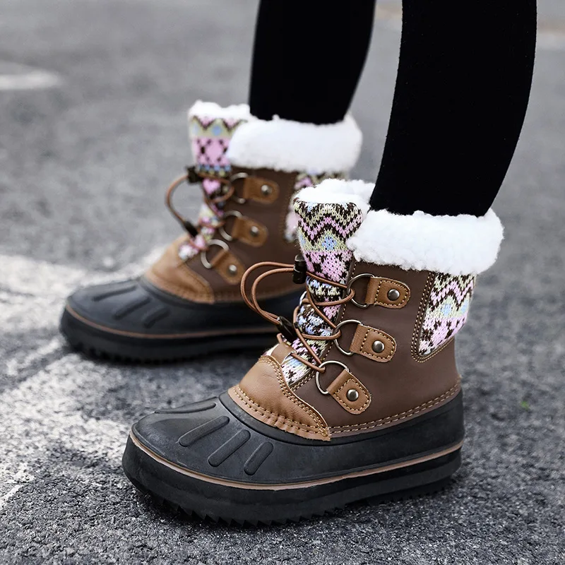 Moda Çocuk rahat ayakkabılar Erkek Kız Su Geçirmez Kar Botları Çocuklar Spor Kış Ayakkabı Shelle Ayakkabı Kadın pamuklu ayakkabılar 1