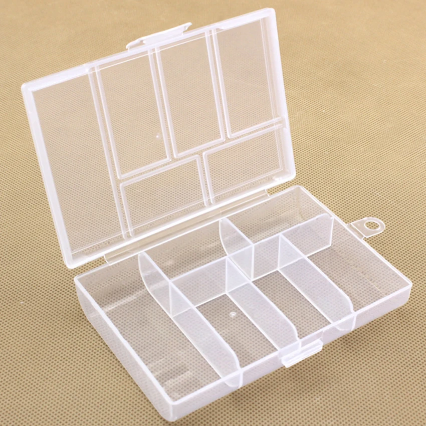 Şeffaf 6 Bölmeli saklama kutusu Taşınabilir plastik saklama kutusu Küçük Kasa Kutusu Saklamak İçin Zanaat Metal Dikiş Takı 1