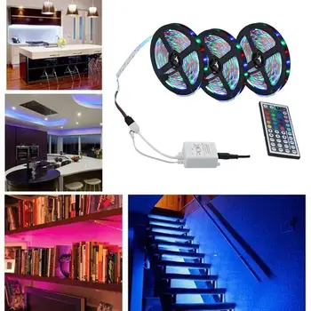 50ft 15M LED şerit ışıkları SMD3528 Halat lamba kiti RGB Güçlü Yapışkan Bant Renk Değiştirme PC odası Bar Araba Ev Dekorasyon
