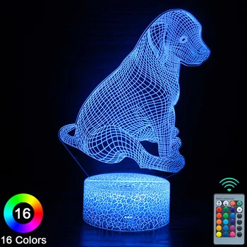 Köpekler LED 3D gece ışıkları dokunmatik uzaktan kumanda yenilik masa masa lambası odası dekor Noel doğum günü hediyesi-No. 2117
