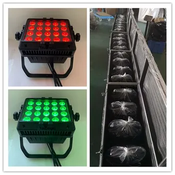 flightcase ile 4 adet 20x18 w led şehir renk ışık dmx512 led duvar yıkayıcılar RGBWA +UV 6in1outdoor LED sel ışık