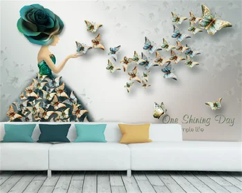 wellyu Özel duvar kağıdı üç boyutlu kabartma kelebek balerin Avrupa retro TV arka plan duvar dekorasyon boyama duvar 1