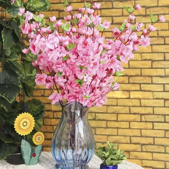 Yapay çiçekler İpek Şeftali Çiçeği Şube Kiraz Odası Ev Noel Dekorasyon Erik Çiçeği DIY Düğün Aksesuarları