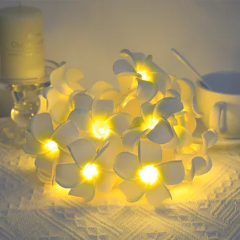 LED Frangipani Fener Dize Buketleri Düğün Yatak Odası Çocuk Odası Peri Noel Süslemeleri Yapay Sarmaşık Garland Navidad