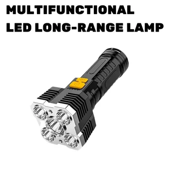 5 Süper parlak LED El feneri USB şarj edilebilir fener ışık Üç Çalışma modu Dahili li-pil Kamp Yürüyüş İçin