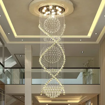 Modern LED kristal avize farkı dairesel basit spiral hava tavan merdiven avize oturma odası Avize