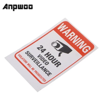 ANPWOO 10 adet / grup Su Geçirmez PVC CCTV Video Gözetim güvenlik etiketi Uyarı İşaretleri