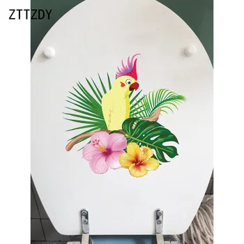 ZTTZDY 22.6 * 22.2 CM Papağan Çiçekler Yaratıcı Karikatür duvar çıkartmaları Duvar Tuvalet Çıkartması Dekor T2-0319