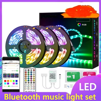 LED Bluetooth akıllı ışık şeridi 5050 müzikli ışık şerit App Akıllı 5050 ışık şeridi Epoksi Su Geçirmez 5M 10M Set ışık şeridi