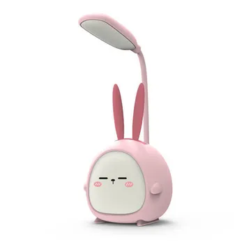 Karikatür Sevimli Hayvan Tavşan USB yeniden şarj edilebilir pil Led Masa Gece Lambası Çocuk Göz Koruması Sıcak Beyaz masa lambası