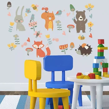 Hayvan Parti Duvar Sticker çocuk odaları yatak odası süslemeleri duvar kağıdı Duvar ev Sanat Çıkartmaları Karikatür kombinasyonu çıkartmalar