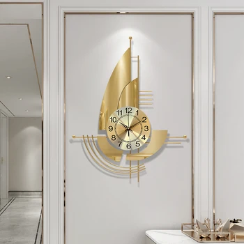 Kuvars duvar saati Modern Tasarım Lüks Sanat Altın Metal duvar saati s Modern Oturma Odası Yaratıcı Duvar Saati İç Tasarım