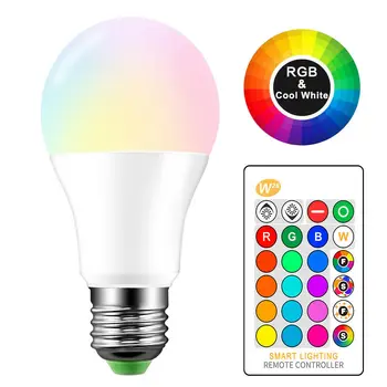 Uzaktan Kumandalı 10W E27 RGB+Beyaz LED Ampul Renk Değiştirme Lambası