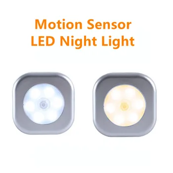 6 LED Dolap Gece Lambası Akülü Başucu Dolap Duvar Lambası Hareket Sensörü İle Ev İçin Dekoratif Malzemeleri