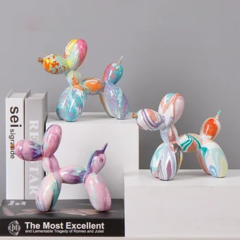 Yaratıcı Ev Mobilyası Balon Köpekler Heykel Sanat Ve El Sanatları Dekorasyon Oturma Odası Sundurma Masaüstü Reçine Aksesuarları Hatıra