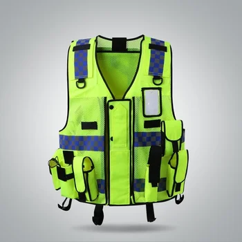 Yansıtıcı Yelek Çok çanta Şantiye Bina Güvenlik Koruma Yelek Floresan Elbise Ceket