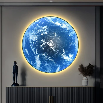 Yaratıcı Ay Ve Toprak Lamba duvar tablosu Dekorasyon Odası Dekor led ışık Boyama Oturma Odası Sundurma Kanepe Arka Plan Süsleme 0