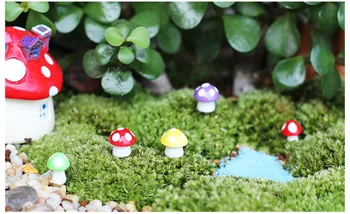 8 Adet Rastgele Renk Sevimli Mantar Peri Bahçe Minyatürleri Dekoratif Mikro Peyzaj Bonsai Bitki Bahçe