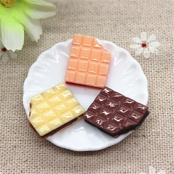 20 adet Kawaii Çikolata Reçine Minyatür Gıda Sanat Kaynağı Flatback Cabochon DIY Dekoratif El Sanatları Scrapbooking, 13 * 17mm