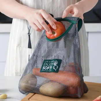 Sebze Çanta Örgü Çanta Meyve Ve Sebze Kullanımlık Ev Mutfak Depolama El file çanta Makinesi Yıkanabilir