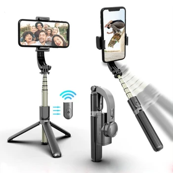 H7JF ABS + Alüminyum Alaşım Akıllı Telefon Gimbal Sabitleyici Genişletilebilir Bluetooth Selfie Sopa L08 Bluetooth Mobil Sabitleyici