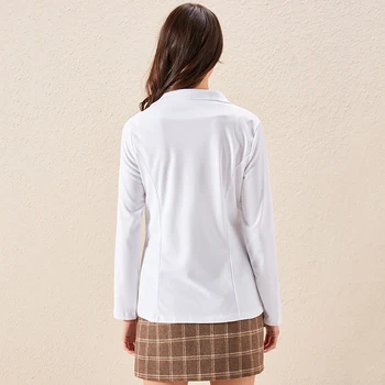 Kadın Blazer 2020 Beyaz Uzun Kollu Blazers Ceketler Ceket İnce Ofis kadın ceketi Kadın Üstleri Takım Elbise Blazer Femme Ceketler 5