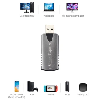 4K 60Hz Video Yakalama Kartı USB 2.0 HDMI uyumlu HD 1080P Kaydedici PS4 Oyun DVD Kamera Kamera Kayıt Yakalama Kartı 5