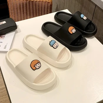 2021 Yaz Yeni Moda Açık Çift Terlik PVC Flip Flop Sandalet Kalın Alt Rahat Ev Kaymaz Terlik Erkek Ve kız