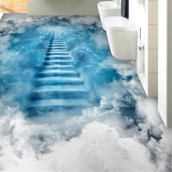 wellyu Özel 3D zemin çıkartmaları Oturma odası yatak odası Kendinden yapışkanlı zemin macun bulut merdiven 3D zemin boyama büyütülebilir 0