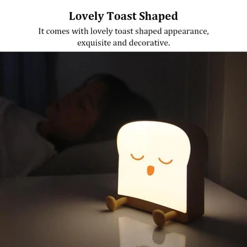 Tost gece lambası ev aydınlatma süsleme uyku lambaları ılginç güzel karikatür başucu ışık doğum günü hediyesi 0