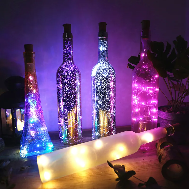 10 adet peri şarap şişesi ışık mantar LED dize ışıkları pil Garland noel partisi düğün dekorasyon ışıkları su geçirmez 2