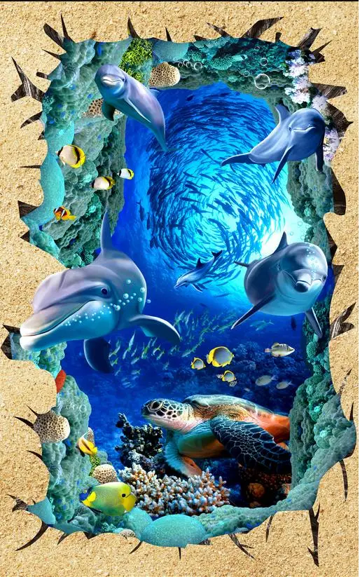 3d döşeme Okyanus Dünya Sokak Parkı 3D boyama zemin boyama 3d zemin boyama duvar kağıdı 2