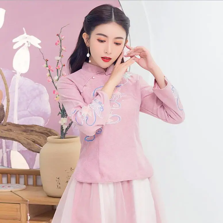 Klasik halk Kış kız cheongsam Çin vintage geleneksel tarzı boudoir tang maxi çay sanat takım elbise ceket + etek 2