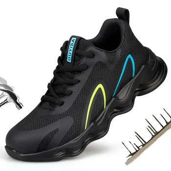 Moda Yıkılmaz Güvenlik Ayakkabıları Erkek Çelik parmaklı Nefes iş çizmeleri Hafif Erkek Rahat Güvenlik Spor Ayakkabı