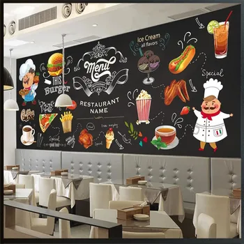 Özel duvar kağıdı HD el-boyalı batı restoran fast food restoran hamburger arka plan duvar