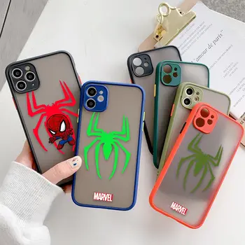 Marvel Örümcek Logo Mat Telefon Kılıfı İçin iPhone Apple 11 12 13 14 Pro Max 7 8 Artı Mini Cilt Hissediyorum Fundas Coques Çapa
