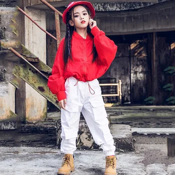 Kızlar Caz dans kostümü Çocuk Hip-Hop Performans Kıyafet Gevşek Spor Giyim Hiphop Sokak Giyim Gelgit 120-170cm Yükseklik DWY2637