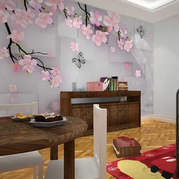 Büyük Duvar Duvar Kaplamaları 3D Soyut Pembe Çiçek Özel Boyut Fotoğraf Duvar Kağıdı TV Zemin Stereoskopik Duvar Resimleri duvar kağıdı Rulo