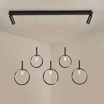 Modern tavan avize yemek odası oturma odası yatak odası Spot tasarım mutfak kolye ışıkları beş yüzük asılı lamba 0