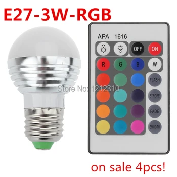 4 adet / grup 3W E27 RGB LED Ampul 16 renk Değişimi lamba spot 110-245v ev Partisi dekorasyon için IR Uzaktan kumanda ile