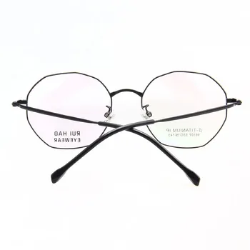 Özelleştirmek Reçete Gözlük Poligon Retro Titanyum Çerçeve Optik Reçine Lensler Miyopi İlerici Gözlük 95107 5
