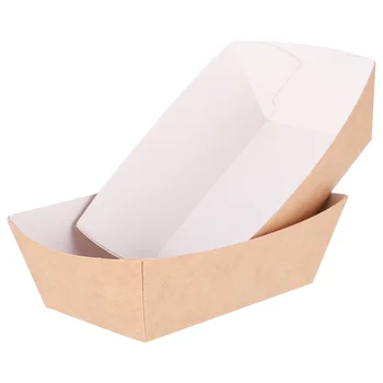 100 Adet Ağır Kağıt Tepsileri Kraft Kağıt Tatlı Tepsisi Paket Kutuları Kahvaltı Tepsisi